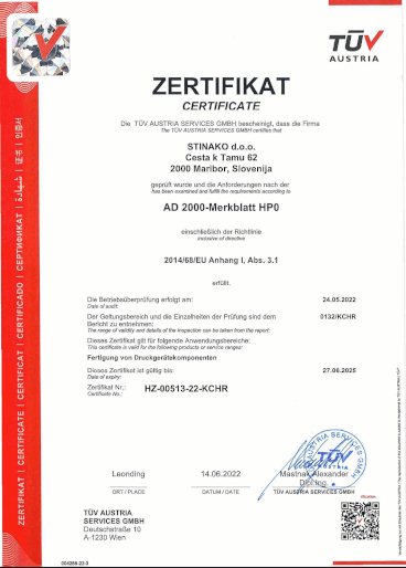 stinako certificate ad-2000